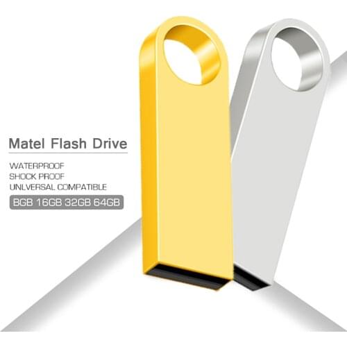 New Waterproof Gold/Silver Metal USB Flash Drive 64GB 128GB Pen Drive 32GB 16GB 8GB 4GB Flash Memory Stick Pen Drive HOT Gift