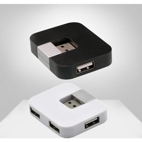 Rotatable 4 Ports USD2.0 Data Cable Hub Splitter with U Disk for Car Laptop PC