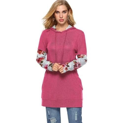 Hoodies Women 2018 Brand Female Long Sleeve Print Color Hooded Long Sweatshirt Hoodie Sweat Coat Casual Sportswear