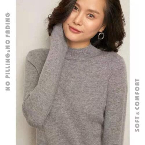 2021 Womens Thickened Warm Sweater Big Size Pullover Sweater Half High Collar Loose Solid Color Sweater Lady Bottom Sweatre
