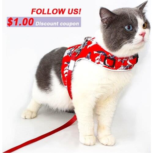 Cat Harness Vest With Walking Lead Leash Adjustable quick release Puppy Kitten Reflective Collar Cotton Soft Harness For Cat Dog