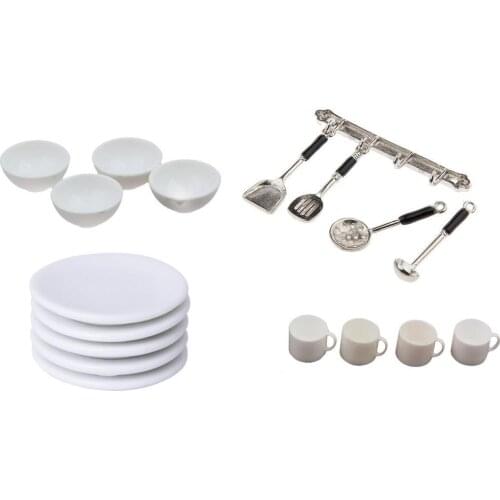 1:12 Dollhouse Miniature Accessories Bowl Plate Coffee Cup Kitchenware Set