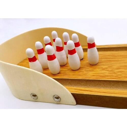 1pcs childrens educational toys wooden mini bowling parent-child interactive desktop game toys