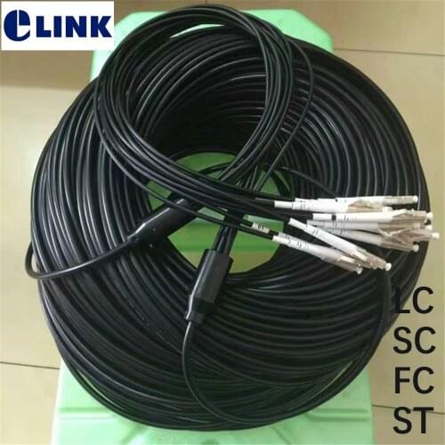 150M TPU SM MM Fiber optic Patchcords 4 cores waterproof LC SC FC Armored patch lead cable Outdoor FTTA jumper 4 fibers 5.0mm