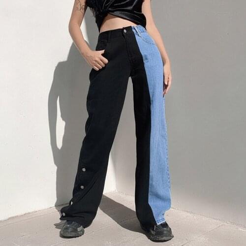 2020 Fashion Contrasting Color High Waist Pants Street Style Loose Drape Pant All Match Side Split Women Capri