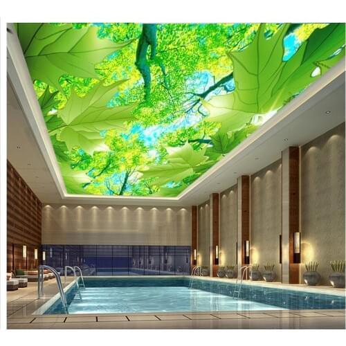 3d customized wallpaper Home Decoration Maple leaf tree green ceiling 3d ceiling murals wallpaper