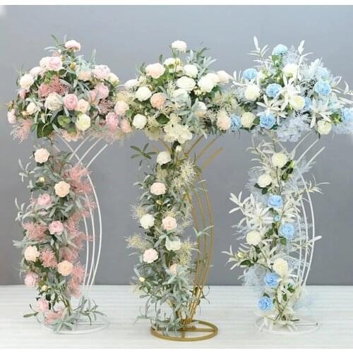 4 PCS Flower Vase Floor Vases Column Stand Metal Road Lead Wedding Centerpiece Geometric Pot Table Rack For Home Event Decor