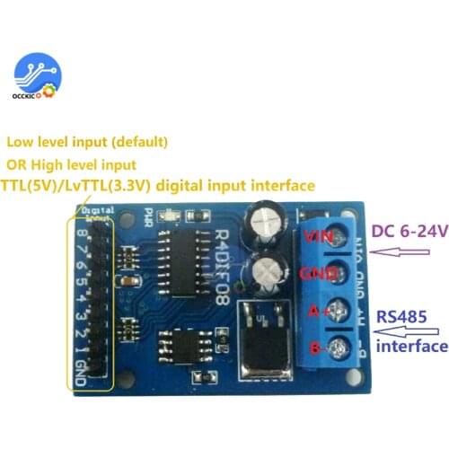 8CH Digital Switch RS485 Acquisition Board Digital Input Modbus RTU Switch Module for PLC Expand Relay Industrial Automation