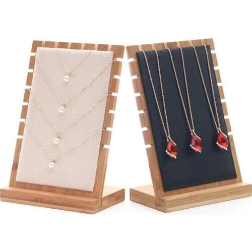 Bamboo jewelry pendant necklace display rack storage box shelf CY51815