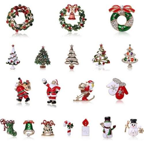 Best Selling Brooch Creative Christmas Gift Brooch Santa Christmas Tree Socks Snowman Gloves Garland Rhinestone Brooch Pin Gift