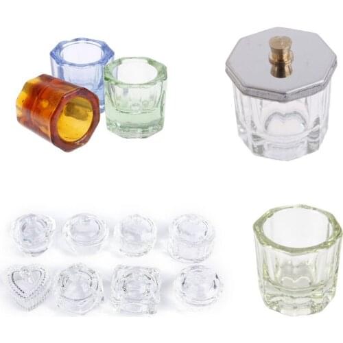 1PC Acrylic Powder Liquid Crystal Glass Acrylic Nail Cup Dappen Dish Lid Bowl Cup Holder Equipment Nail Tool