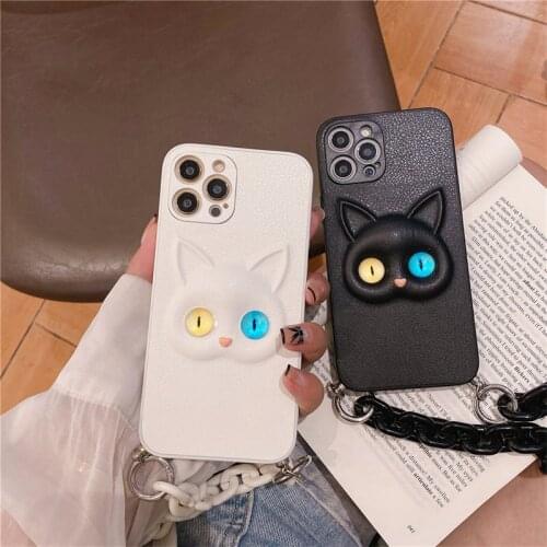 New Cat Bracelet Case For IPhone 12 Pro Max 11 Pro Max X XS XR 7 8 Plus 12 Mini Camera Protection Cute Chain Wrist Band Shell