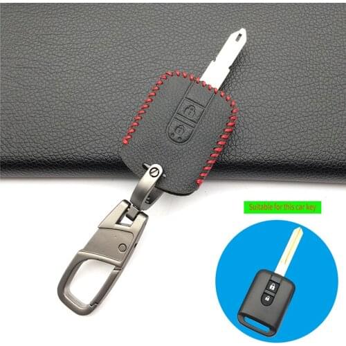 For Nissan Qashqai Micra Navara Almera Car Key Flat Square Fashion Style 100% Leather Case Fob Cover 2 Button Remote Key Shell