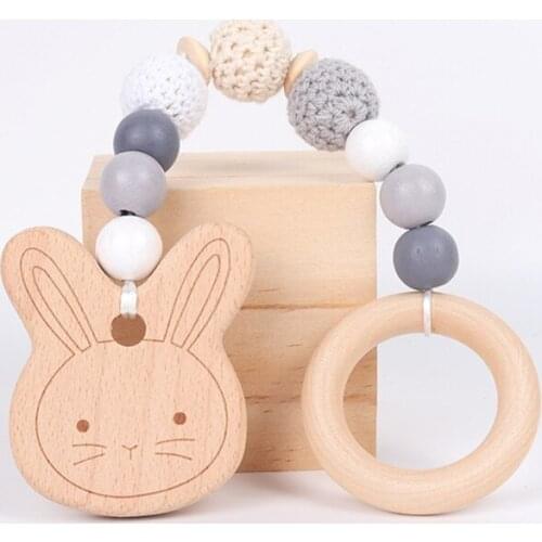 1set Animals Wooden Pendant Baby Play Gym Wooden Teether Toys Baby Birth Gift 97BC