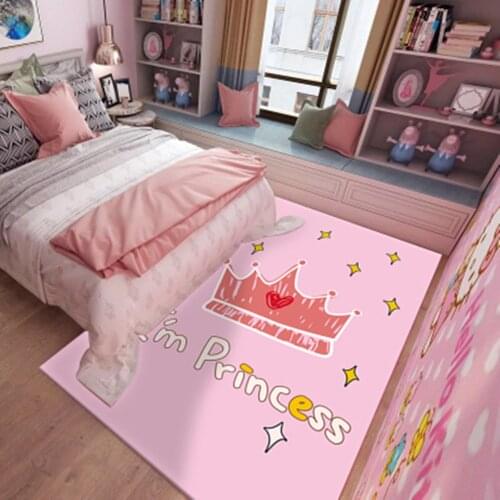 Baby Crawl Mat Princess Pink Crown Pattern 3D Carpet Child Bedroom Game Gym Play Rugs Kids Room Decor Soft Carpets Children Gift