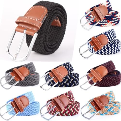 Men Women Pin Buckle Crochet Stretchy Skinny Belt Knitted Elastic Woven BLTYN0088