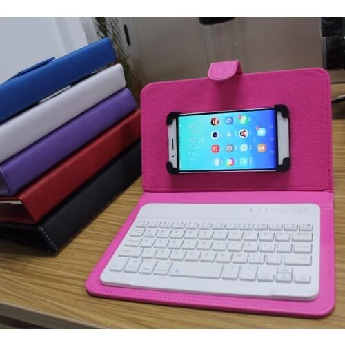 Flip Phone Case with Stand for iPhone 8 7 6 6s Leather Phone Cover with Bluetooth Keyboard for Samsung Huawei Xiaomi Sony HTC