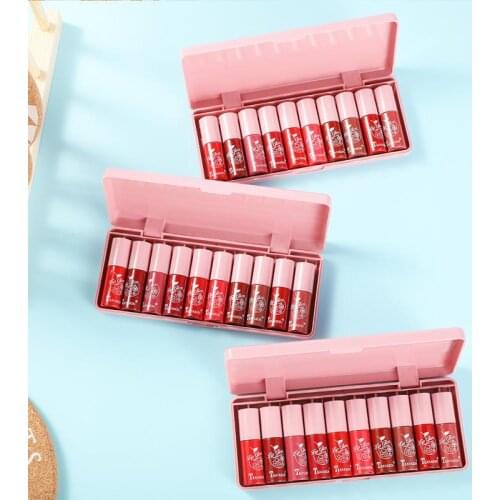 10 Color Shiny Mini Lip Gloss Mirror Water Gloss Lip Glaze Glittering Liquid Lipstick Waterproof Long-lasting Moisturizing TSLM2