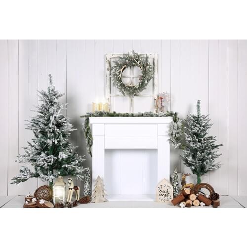 HUAYI Photography Backdrop Christmas Tree Fireplace Xmas Family Holiday Photo Booth Background Studio Customize PhotocallsW-4371