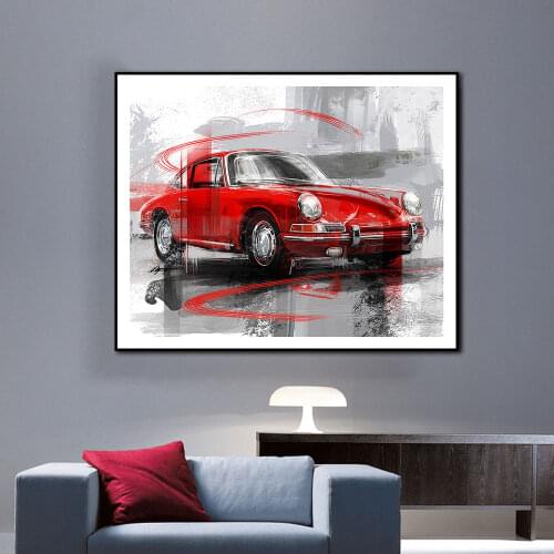 Red Car Artwork Vintage Classic Racing Car Poster Print On Canvas Painting Home Decor Wall Art Picture For Living Room