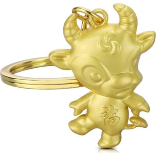 Key Ring Cute Unique Golden Key Chain Cattle Pendants for Present