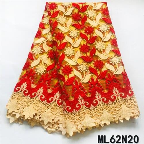 Beautifical High Quality Embroidery Lace French Lace 5 Yards with Stones Silk Milk Material for Dress ML62N20