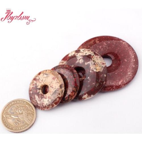 30,40,50mm Natural Donut Round Multicolor Jaspe Gem Stone Beads 1 Pcs For DIY Necklace Jewelry Making,Wholesale Free Shipping