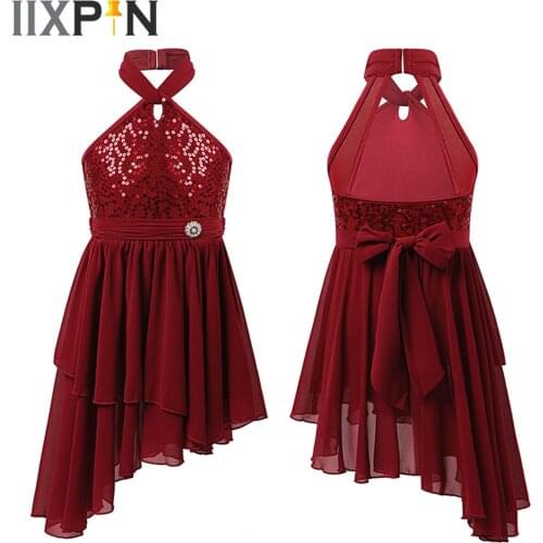 Girls Latin Dresses Sequins Ballet Dress Gymnastic Leotards Sleeveless Ballerina Costumes Kids Clothes For Modern Jazz Dancing