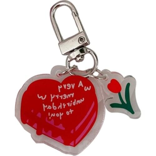 Cute Keychain Flower Heart Cherry Shape Key Rings Chain Bag Jewelry Pendant Purse Bag Key Chains Accessories