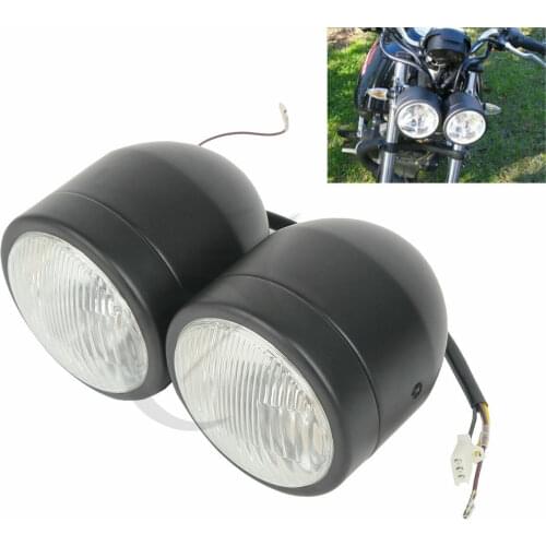 Black Dual Headlight For Dual Sport Dirt Bikes Street Fighter Naked Motorcycle