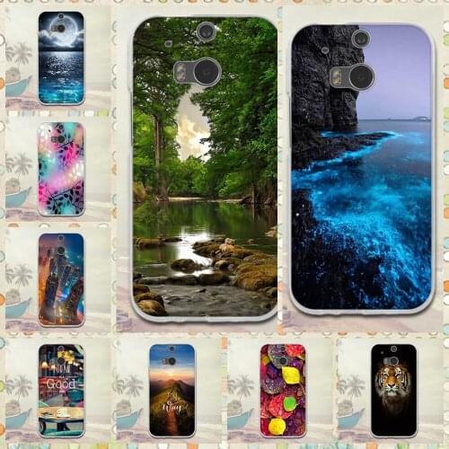 Soft Silicon Case For HTC One M8 TPU Cover Case Moon River Tree Sea Nature View Back Cover For HTC One M8s Protective Phone Bags