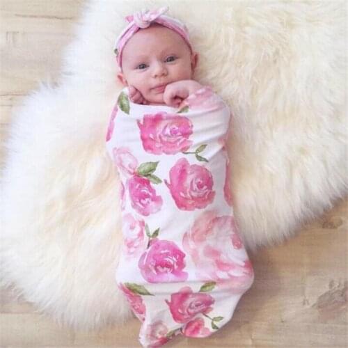 Soft Cotton Infant Swaddle Muslin Blanket Newborn Baby Wrap Swaddling Blanket Sleeping Bag+Headband Outfits Set