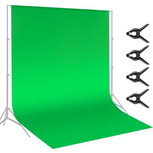 Neewer 10x12 feet/3x3.6 meters Green Chromakey Fiber Backdrop Background Screen for Photo Video Studio, 4 Pieces Backdrop Clamps