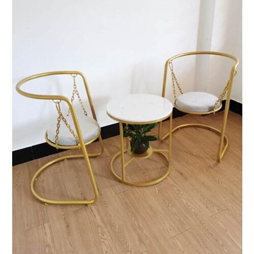 Dining chair northern Europe modern simple balcony chair milk tea creative home net red ins swing chair rocking chair iron art