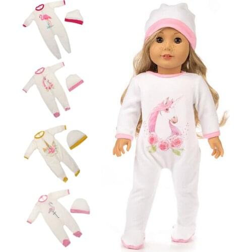 18inch Dolls Clothes Jumpsuit Hat Pajamas for Doll for Doll Pajamas Home Wear