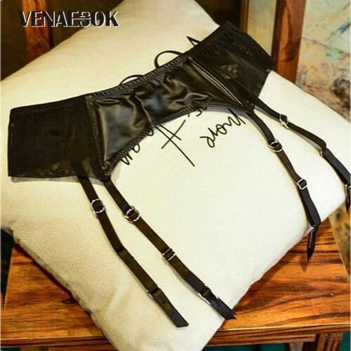 2021 Women Sexy Lingerie Plus Size XL L M S Leather Garters Brand Net Yarn Black Garters Waist Belt For Stocking High Quality