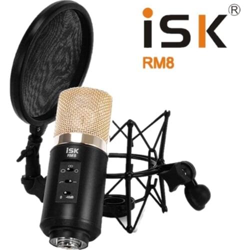 ISK RM-8 Professional Condenser Microphone System Shock Mount+POP Filter mic for Boardcasting and Recording with case package