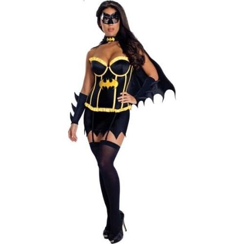 Sexy party costume Free Shipping Hot Sale Deluxe Batgirl Corset Costume 3S1255 Halloween Costumes For Women