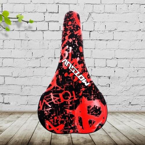 1pc Bicycle seat artificial leather graffiti printing breathable shock absorption thickened mountain bike seat seat cushion
