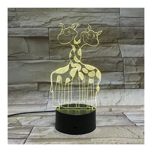 Animal Desk Lamp 3D Giraffe Night Light LED USB Nightlight Sensor Switch Kindergarten Hotel Party Atmosphere Decor Kids Gift