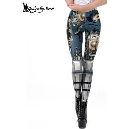[You're My Secret] Retro Punk Women Leggings For Fitness Workout Leggins Steampunk Mechanical Gear Woman Pants Slim Sexy