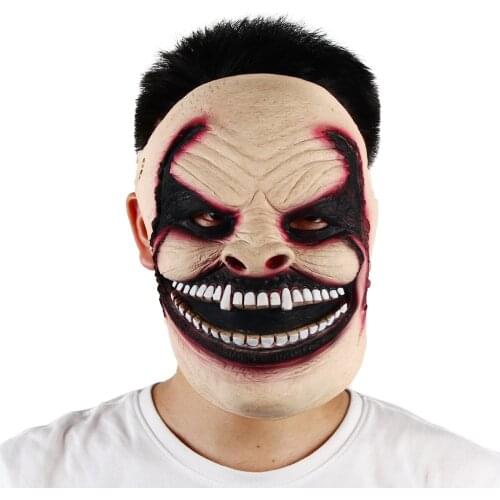 Horror Mask Grinning Scary Latex Mascaras Halloween Escape Room Party Thug Cosplay Terror Props Adjustable Elastic Band