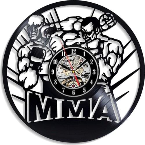 Fight Sport Theme Vintage Vinyl Clock Champions MMA Vinyl Record Wall Clock Modern Design Wall Watch Home Decor Gifts for Men
