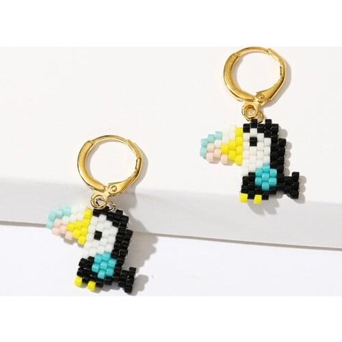 Cute Animal Bird Woodpecker Stud Earrings For Women Girls Gifts Accessories Fashion Handmade Miyuki Glass Beaded Earring Jewelry