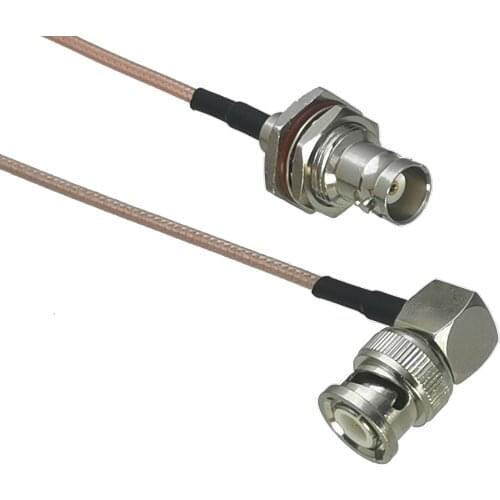 1Pcs RG316 Cable BNC Female Jack Bulkhead to BNC Male Plug Right angle Connector RF Pigtail jumper cable 4inch~10M