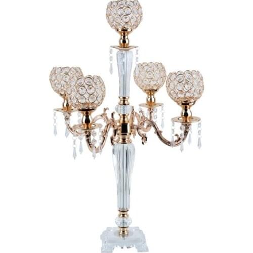 12pcs)75cm Tall gold acrylic candelabra for wedding decoration qq294