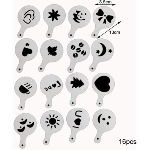 16 pcs Stencils Bullet Journal Fancy Thick Coffee Milk Foam Spray TemplateDIY Scrapbook Album Doodle Painting Printing Template