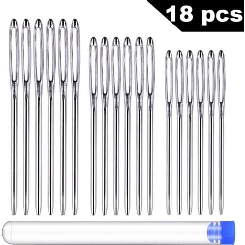 Nonvor 18 PCS Large-Eye Blunt Needles, Needle Embroidery Tapestry Hand Sewing tools, Stainless Steel Needles, Plastic Bottle