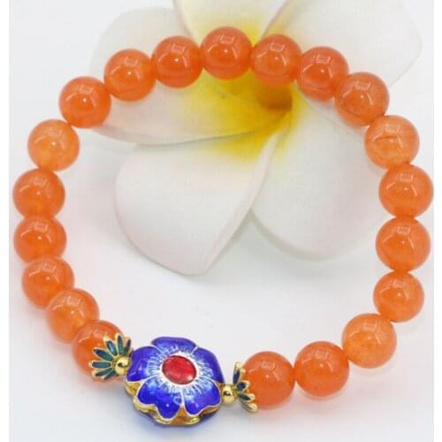 19 style 8mm round dyed natural stone chalcedony jades beads strand bracelets for women cloisonne jewelry 7.5inch B2686