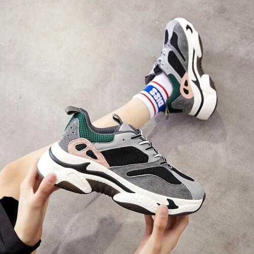 2020 new Sneakers Women Breathable Mesh Casual sport Shoes Female Fashion trainers Lace-Up High Platform Leisure Vulcanize Shoes